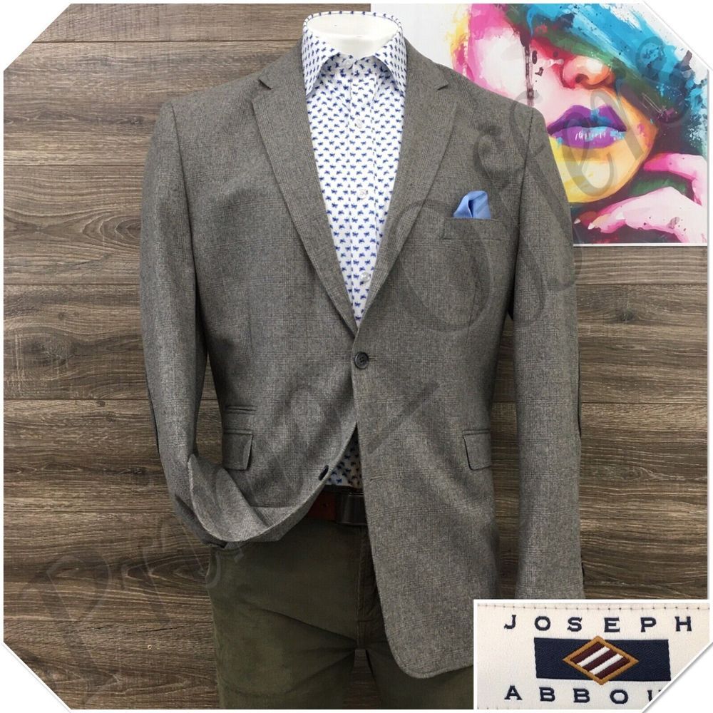 Joseph Abboud Mens Blazer Sport Coat 2 Button Casual Jacket Size 46L Tweed Suit